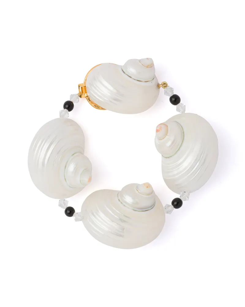 Prada Silber-armband Mit Muscheln, Damen, Perlgrau, Größe Perlgrau