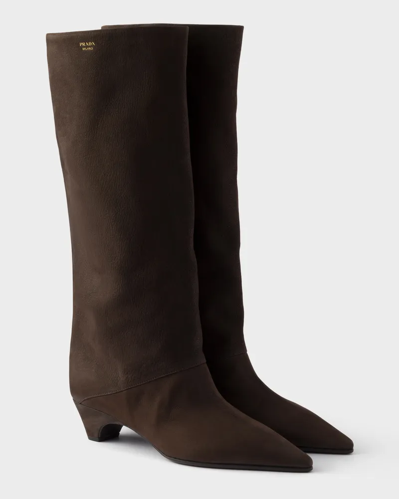 Prada Stiefel aus Leder Dunkelbraun
