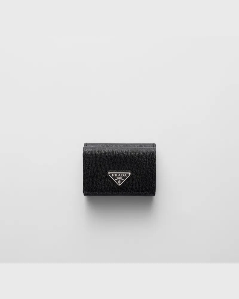 Prada Kleine Geldbörse aus Saffiano-Leder Schwarz
