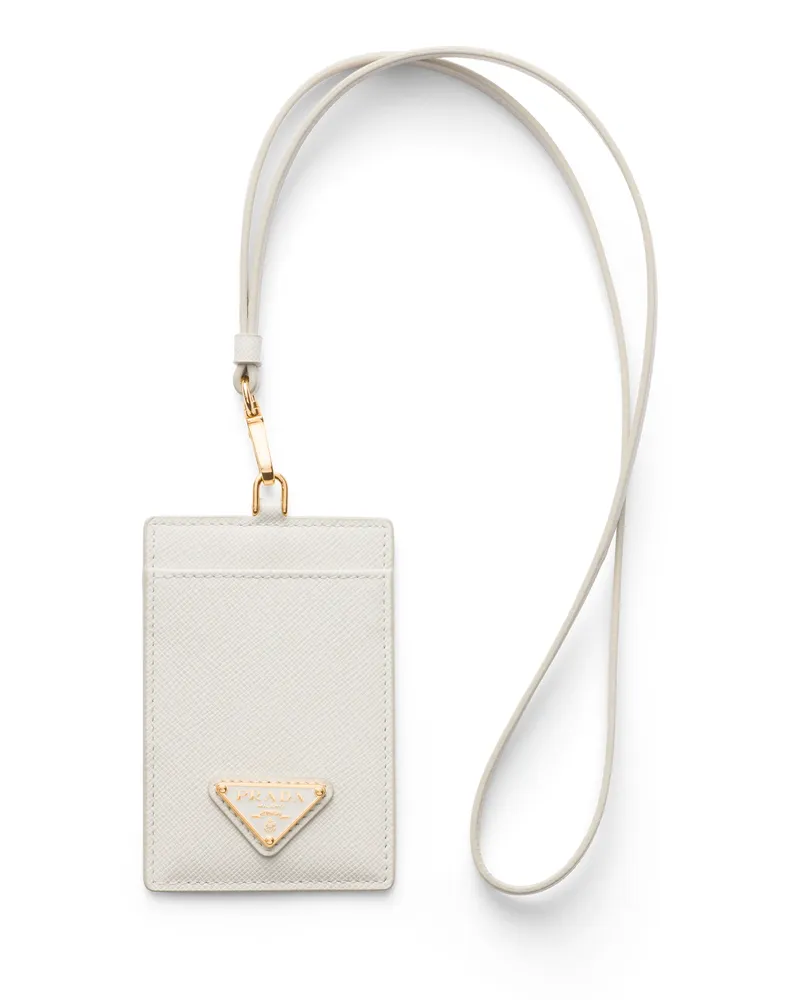 Prada Ausweisetui Aus Saffiano Leder, Damen, Kalkweiss Kalkweiss