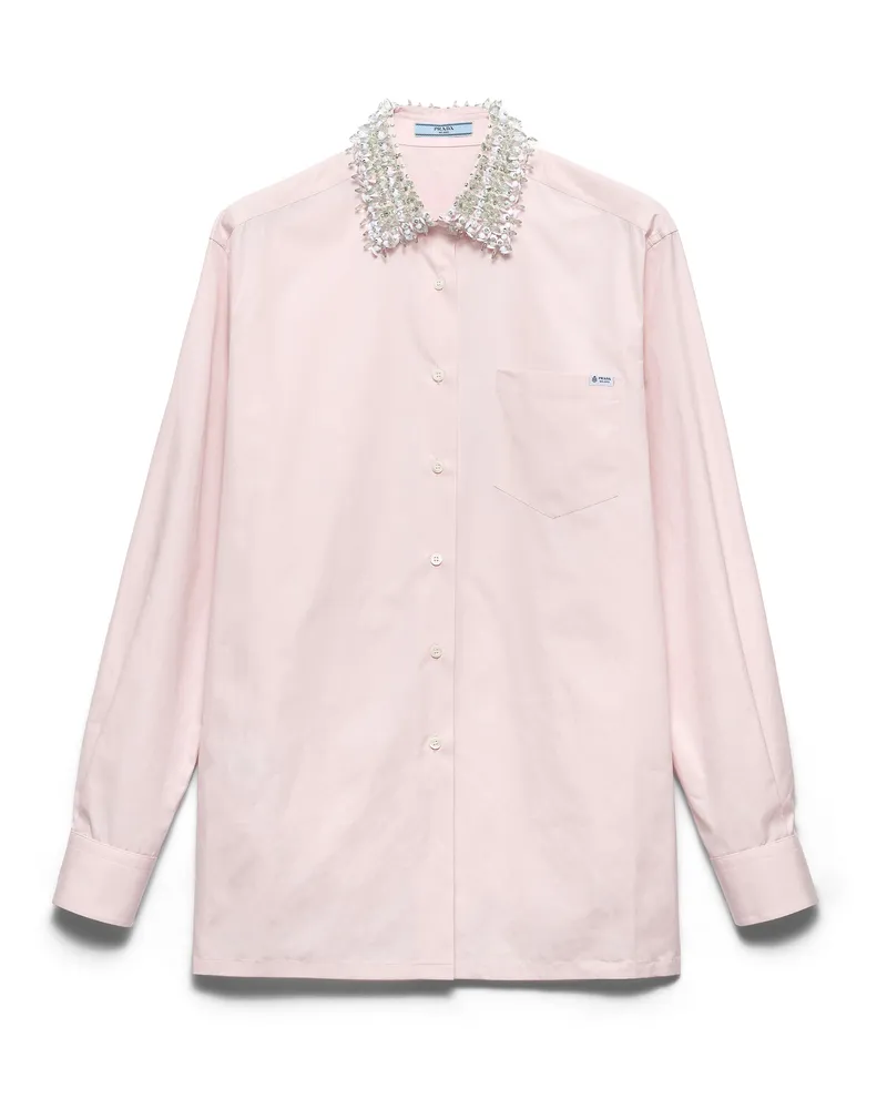 Prada Hemd Aus Popeline, Damen, Alabasterrosa, Größe Alabasterrosa