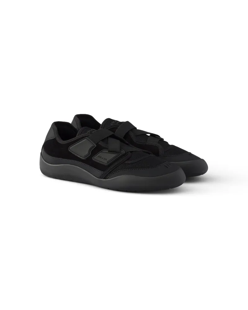 Prada Speedrock Sneaker Aus Technischem Mesh Und Leder, Damen, Schwarz, Größe Schwarz
