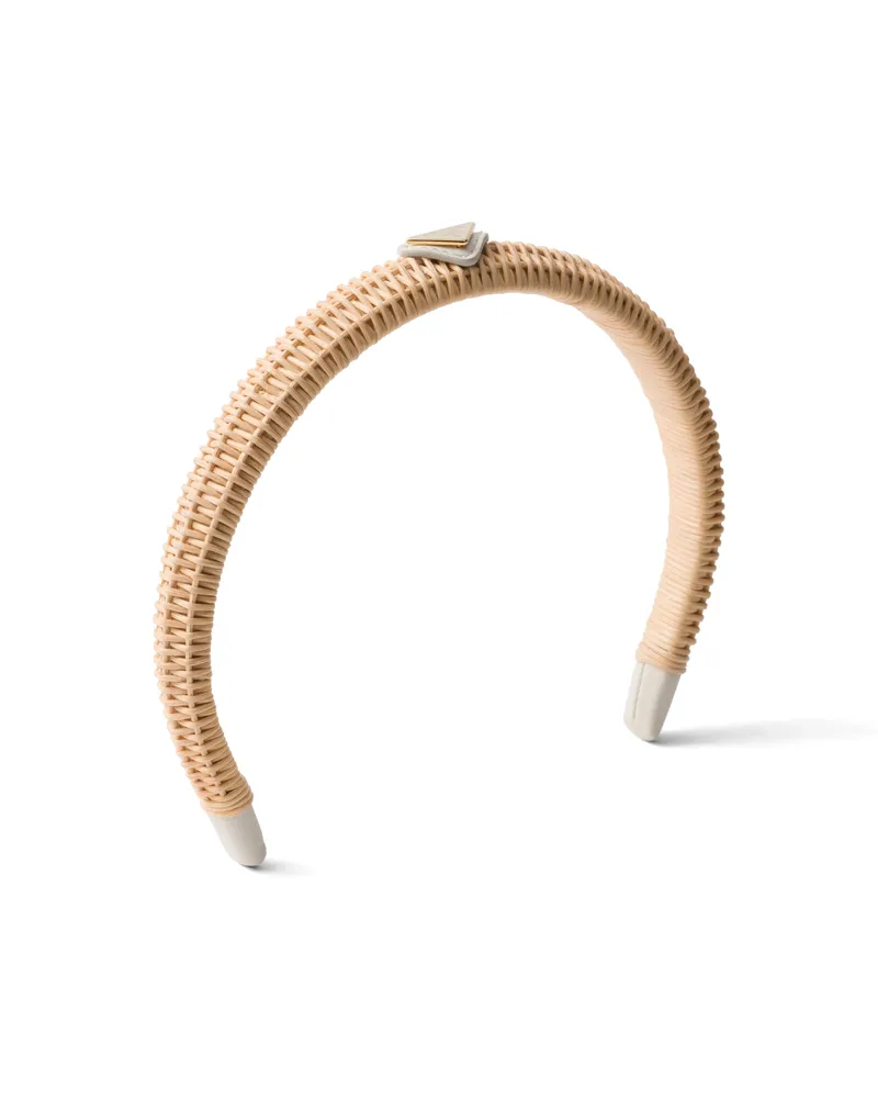 Prada Headband Aus Korbgeflecht, Damen, Hellbraun/weiss Hellbraun