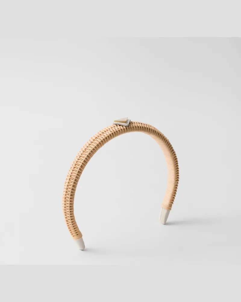 Prada Headband aus Korbgeflecht Hellbraun