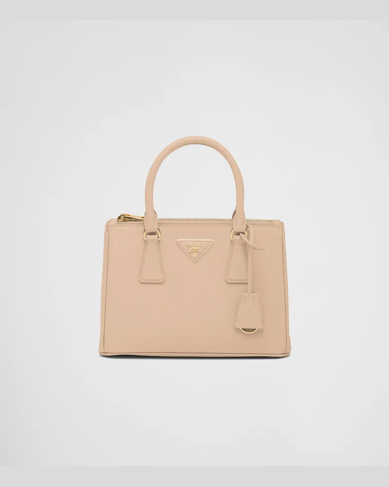 Prada Kleine  Galleria Tasche aus Saffiano-Leder Sandbeige