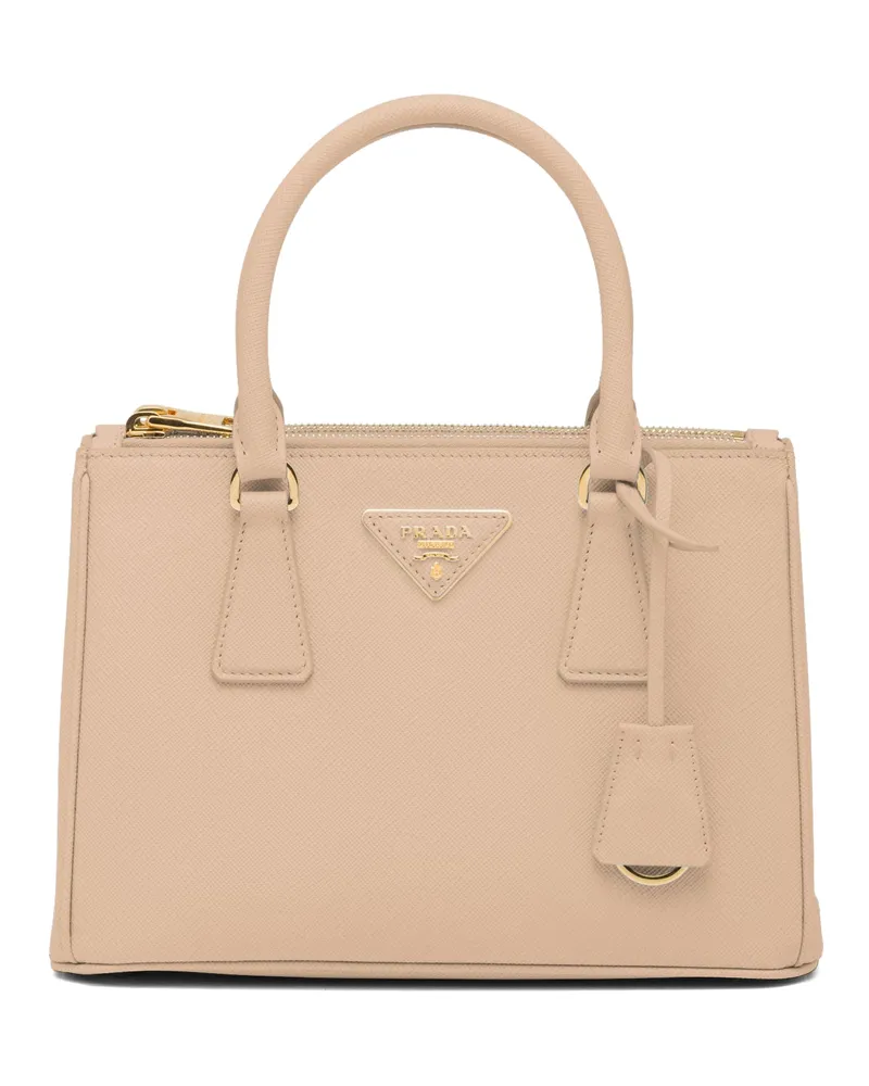 Prada Kleine  Galleria Tasche Aus Saffiano-leder, Damen, Sandbeige Sandbeige