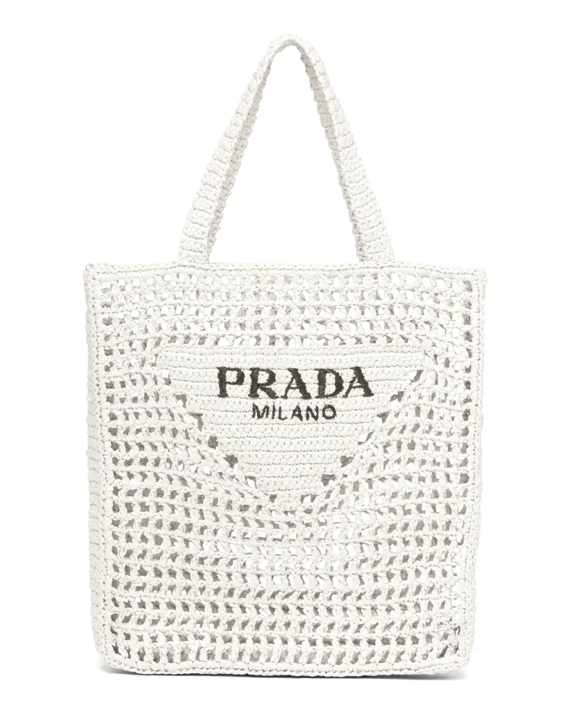 Prada Gehäkelte Tote Bag, Damen, Weiss Weiss