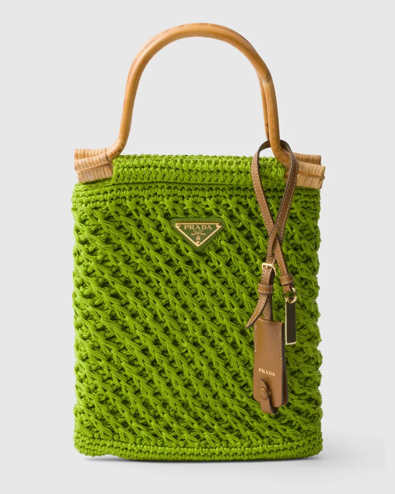 Prada Gehäkelte Mini-Handtasche aus Baumwolle Wiesengrün