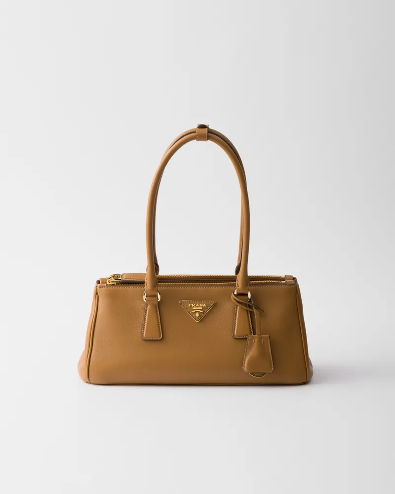 Prada Mittelgroße  Galleria Tasche Aus Leder, Damen, Karamell Karamell