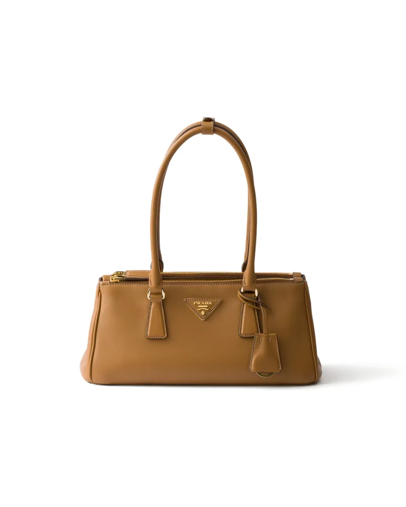 Prada Mittelgroße  Galleria Tasche Aus Leder, Damen, Karamell Karamell