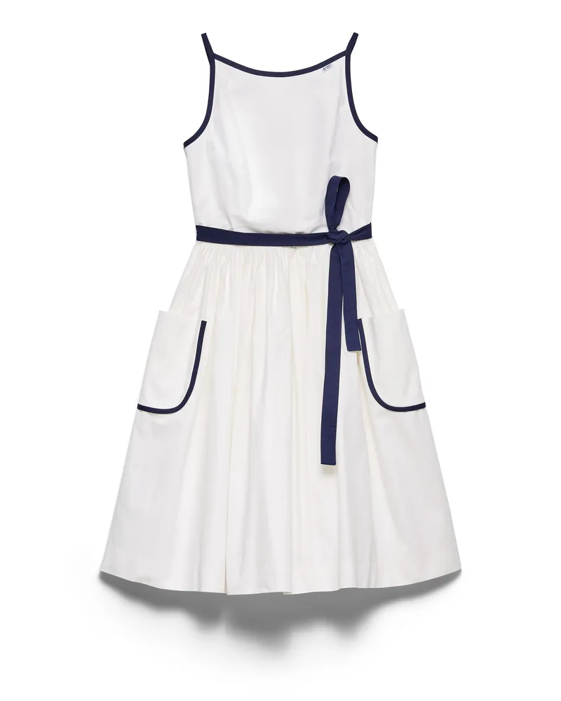Prada Kleid Aus Slub-toile, Damen, Weiss, Größe Weiss