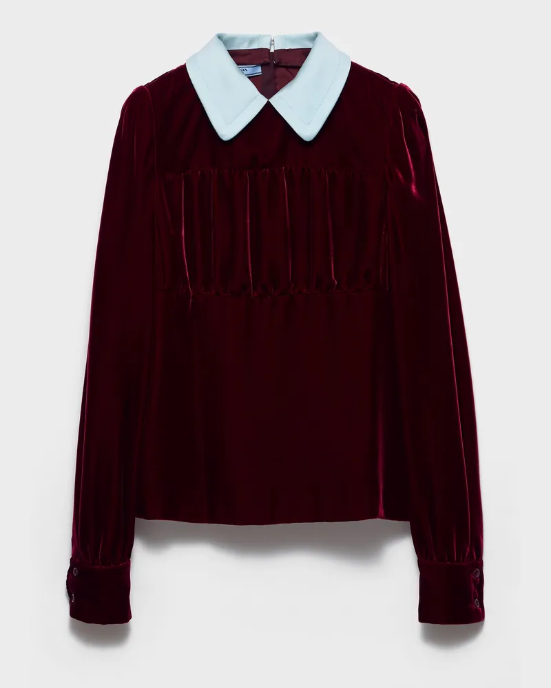 Prada Top aus Samt Rubinrot