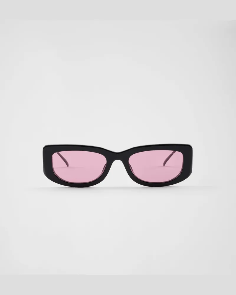 Prada Sonnenbrille mit Triangolo-Logo Erdbeerrote