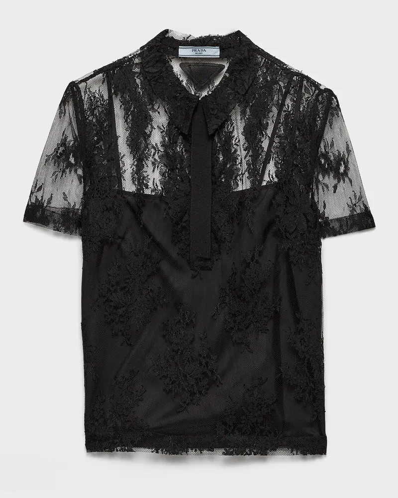 Prada Top aus Spitze Schwarz