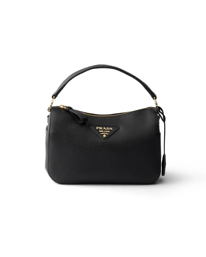 Prada Kleine Tasche Aus Leder, Damen, Schwarz Schwarz