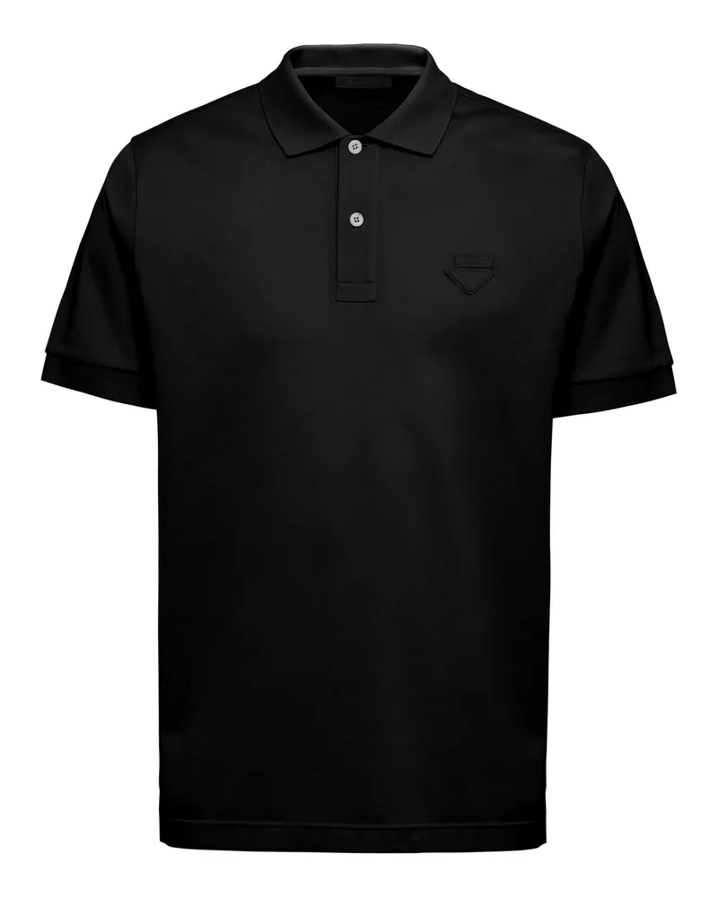 Prada Poloshirt Aus Piqué, Herren, Schwarz, Größe Schwarz