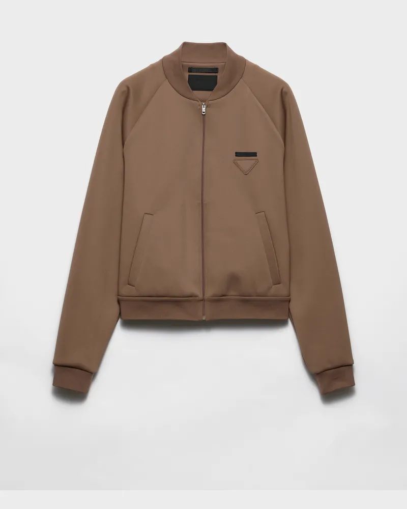 Prada Blousonjacke aus technischem Fleece Dunkelbraun