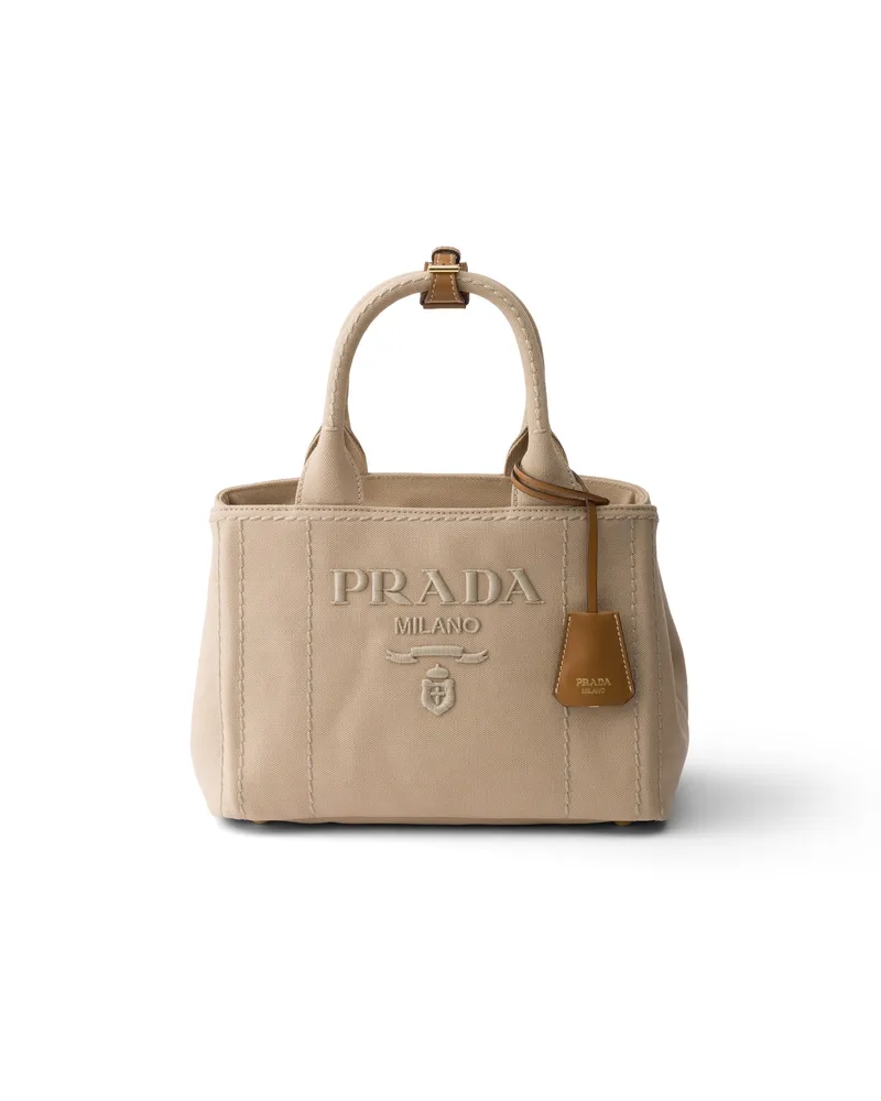 Prada Kleine  Jardinière Tasche Aus Baumwoll-canvas, Damen, Kordel Kordel