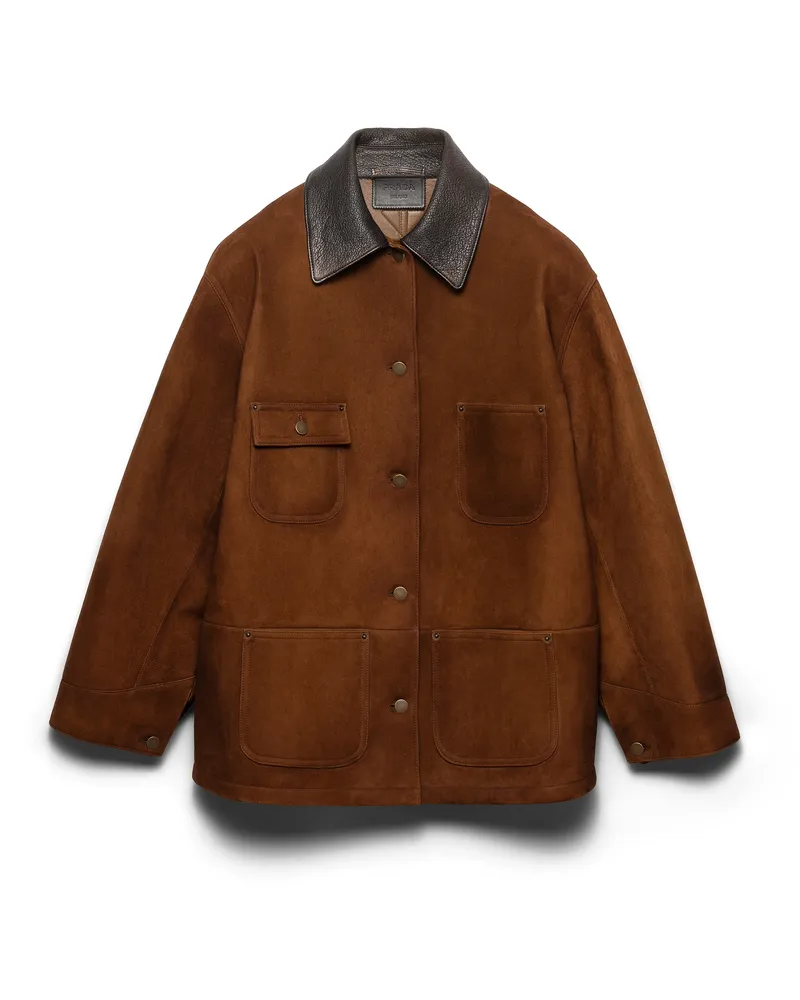 Prada Cabanjacke Aus Wildleder, Damen, Kakaobraun, Größe Kakaobraun