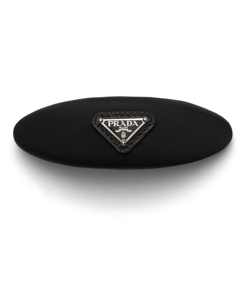 Prada Haarspange Aus Re-nylon, Damen, Schwarz Schwarz