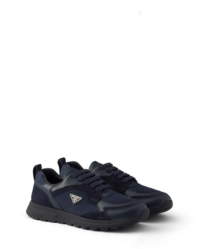 Prada Prax Sneaker Aus Leder Und Stoff, Herren, Blau, Größe 13 Blau