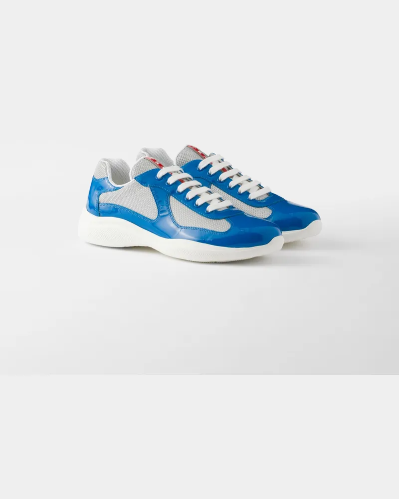 Prada America’s Cup Sneaker aus Lackleder und Funktionsgewebe Blau