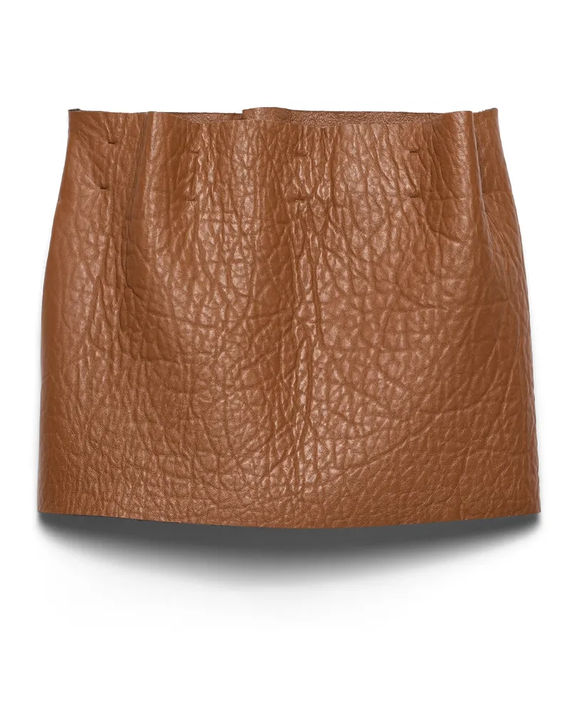 Prada Minirock Aus Nappa-leder, Damen, Cognac, Größe Cognac