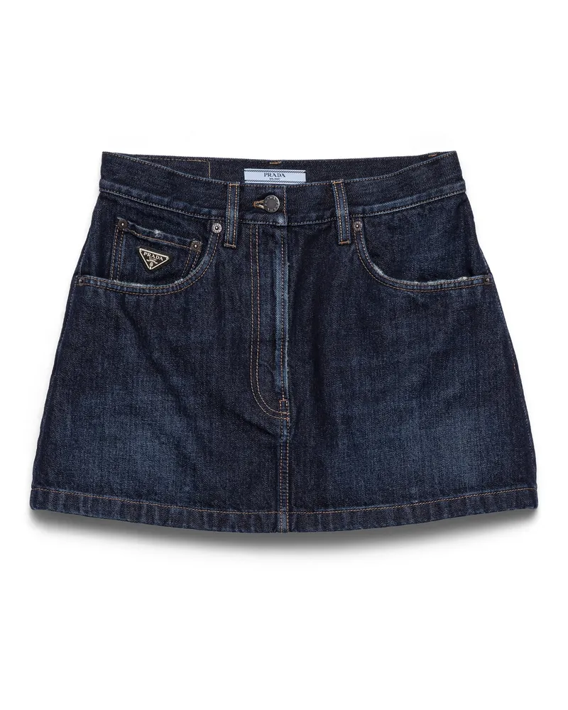 Prada Minirock Aus Denim, Damen, Blau, Größe Blau