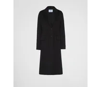 Prada Einreihiger Mantel aus Kaschgora Schwarz