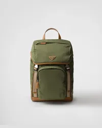 Prada Rucksack aus Re-Nylon und Leder Militärgrün