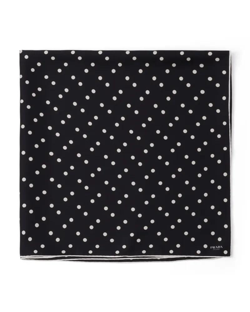 Prada Schal Aus Seidentwill Mit Print, 90 x 90, Damen, Schwarz/weiss Schwarz