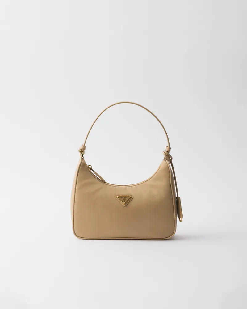 Prada Re-Edition 2005 Mini Bag aus Re-Nylon Korkbeige+flaschengrün