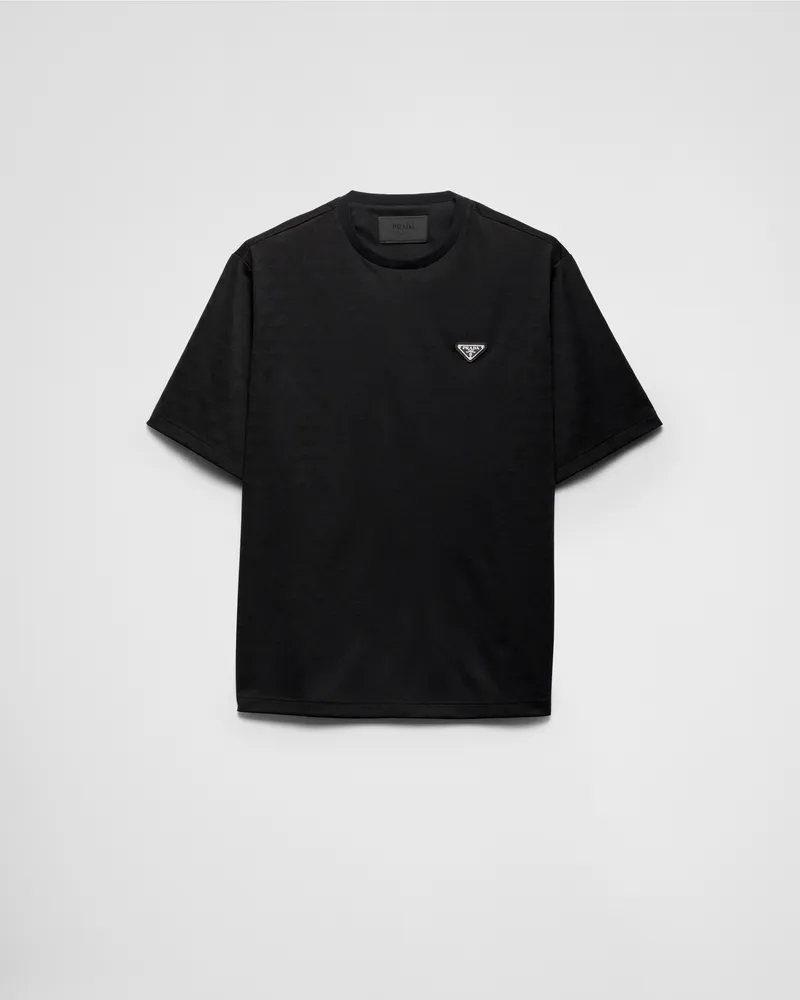 Prada T-Shirt aus technischem Jersey Schwarz