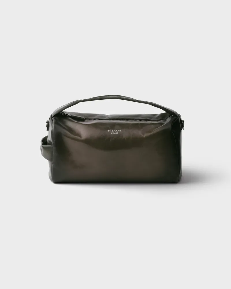 Prada Schultertasche aus Leder in Antik-Optik Military