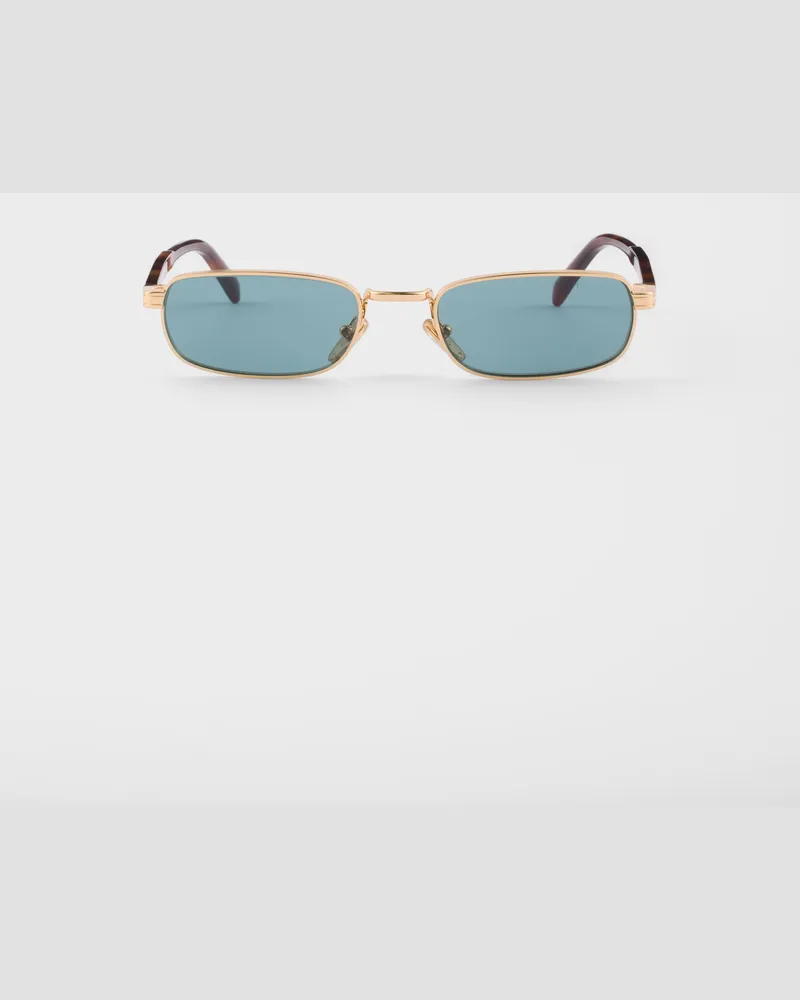 Prada Sonnenbrille mit der ikonischen Plakette aus Metall Meerblaue