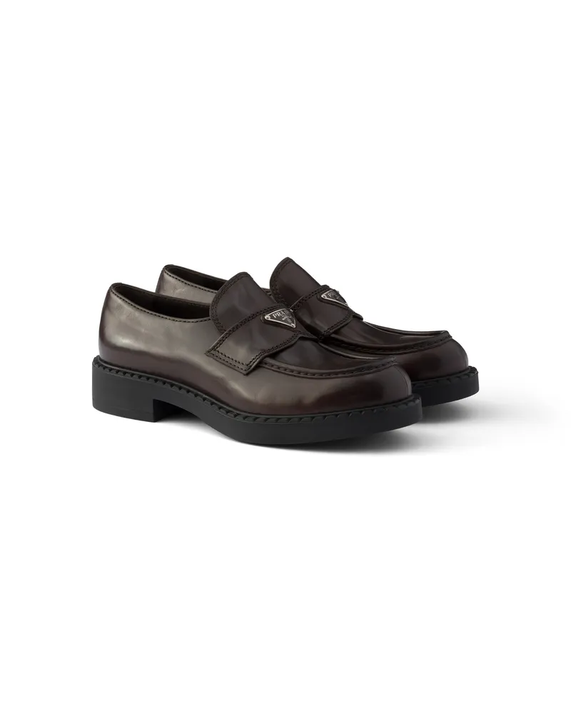 Prada Loafer Aus Gealtertem Leder In Schokoladenbraun, Herren, Teak, Größe 8 Teak