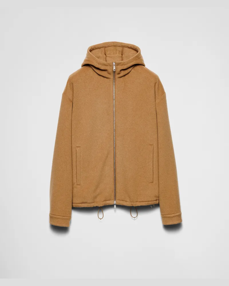 Prada Kapuzenjacke aus Kamelhaar Kamelbraun