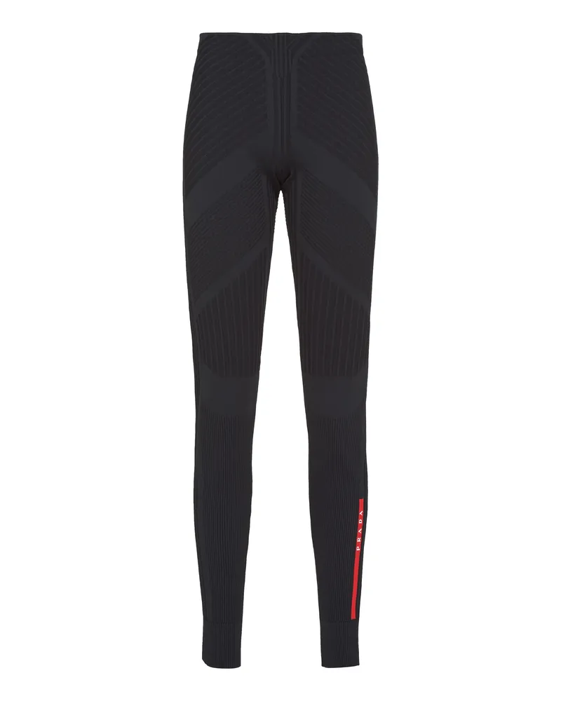 Prada Leggings Aus Tech Rec Re-nylon-piqué, Damen, Schwarz, Größe Schwarz
