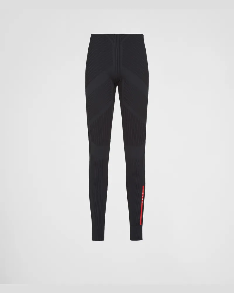 Prada Leggings aus Tech Rec Re-Nylon-Piqué Schwarz