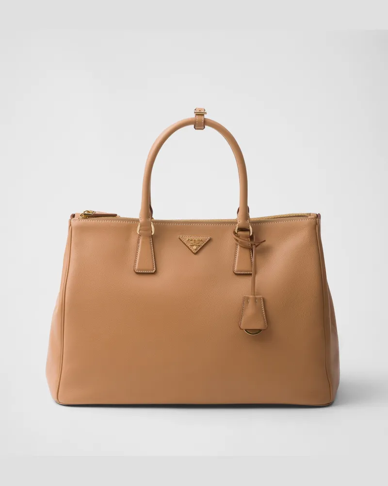 Prada Extragroße  Galleria Tasche aus Leder Natur