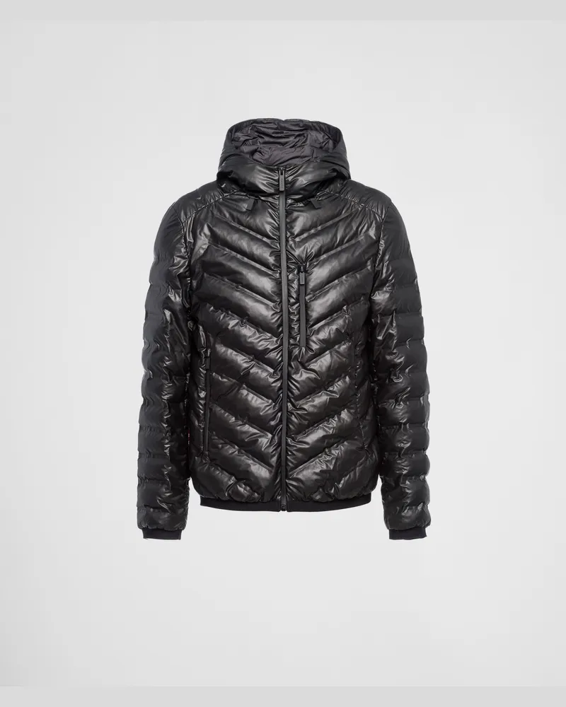 Prada Steppjacke mit Kapuze aus Light Re-Nylon Schwarz
