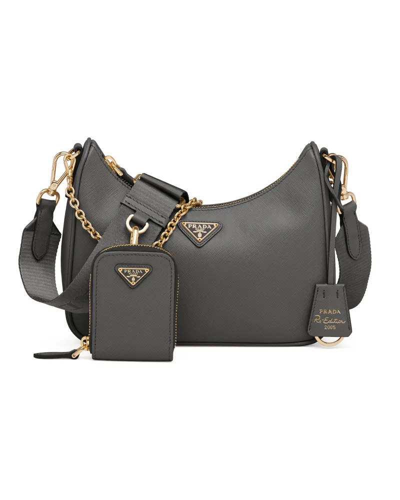 Prada Re-edition 2005 Tasche Aus Saffiano, Damen, Schiefer Schiefer