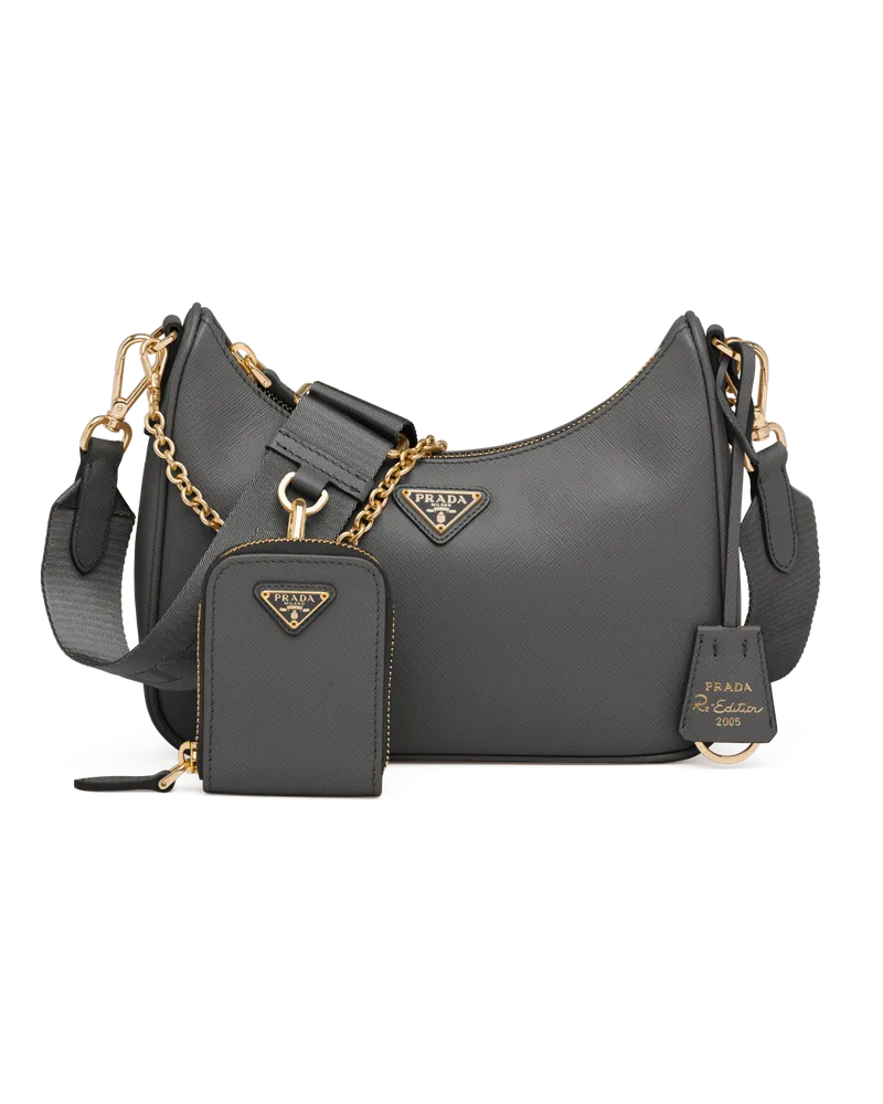 Prada Re-Edition 2005 Tasche aus Saffiano Schiefer