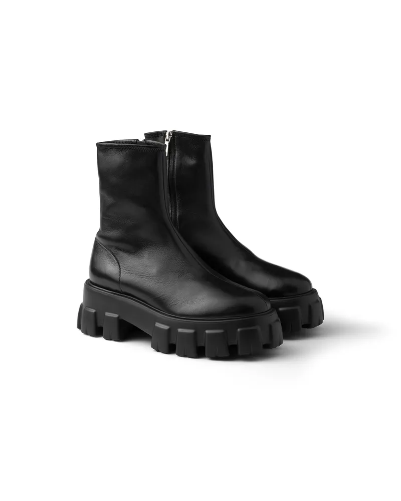 Prada Monolith Stiefeletten Aus Stretch-nappaleder, Damen, Schwarz, Größe Schwarz