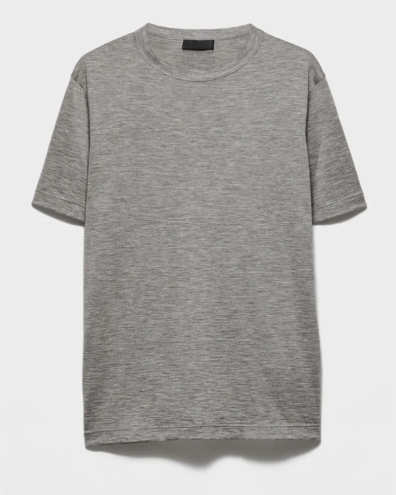 Prada T-Shirt aus Kaschmir und Seide Grau