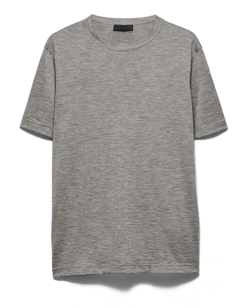 Prada T-shirt Aus Kaschmir Und Seide, Herren, Grau, Größe Grau