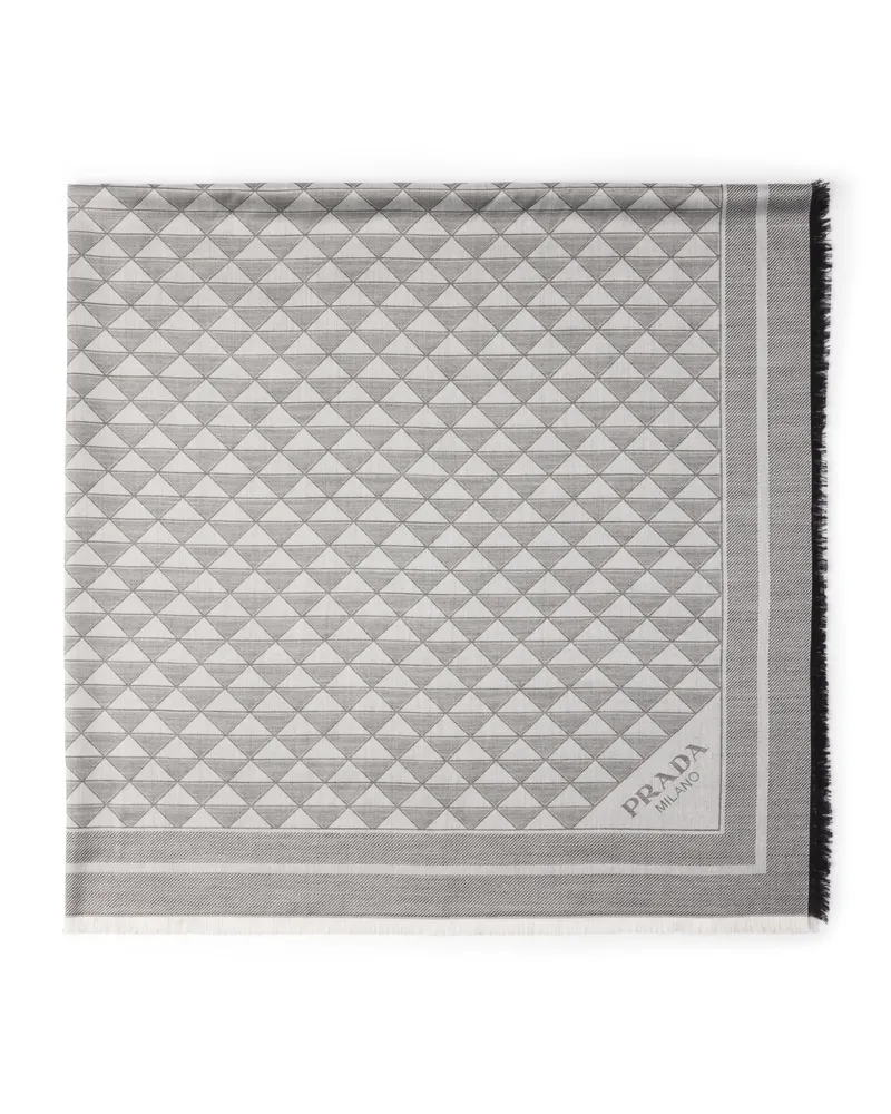 Prada Schal Aus Seide Und Wolle, Damen, Schwarz/kalkweiss Schwarz