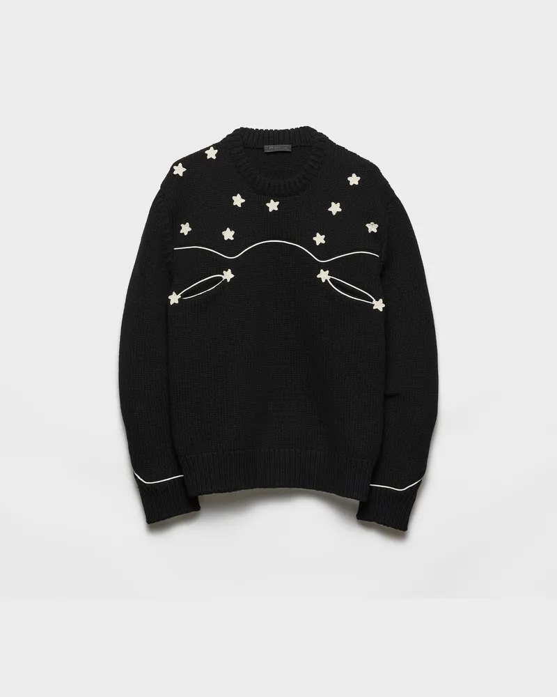 Prada Oversize-Pullover aus Shetlandwolle Schwarz