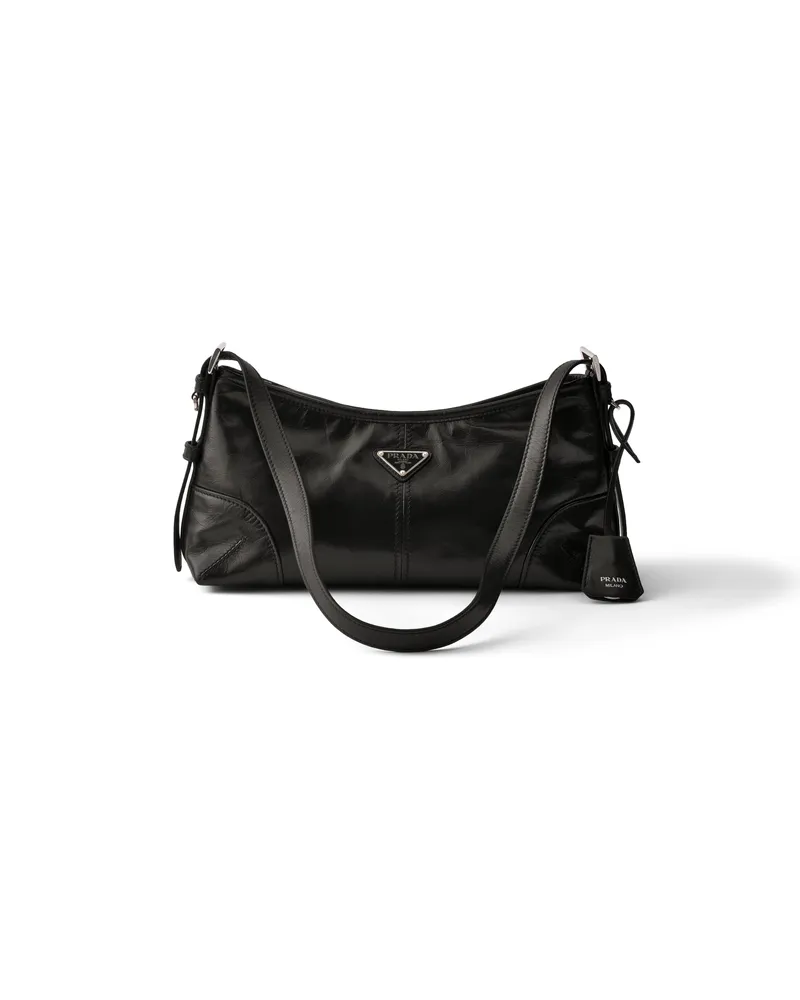 Prada Aimèe Medium Leather Shoulder Bag, Damen, Schwarz Schwarz