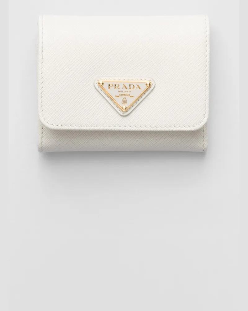 Prada Kleine Geldbörse aus Saffiano-Leder Weiss